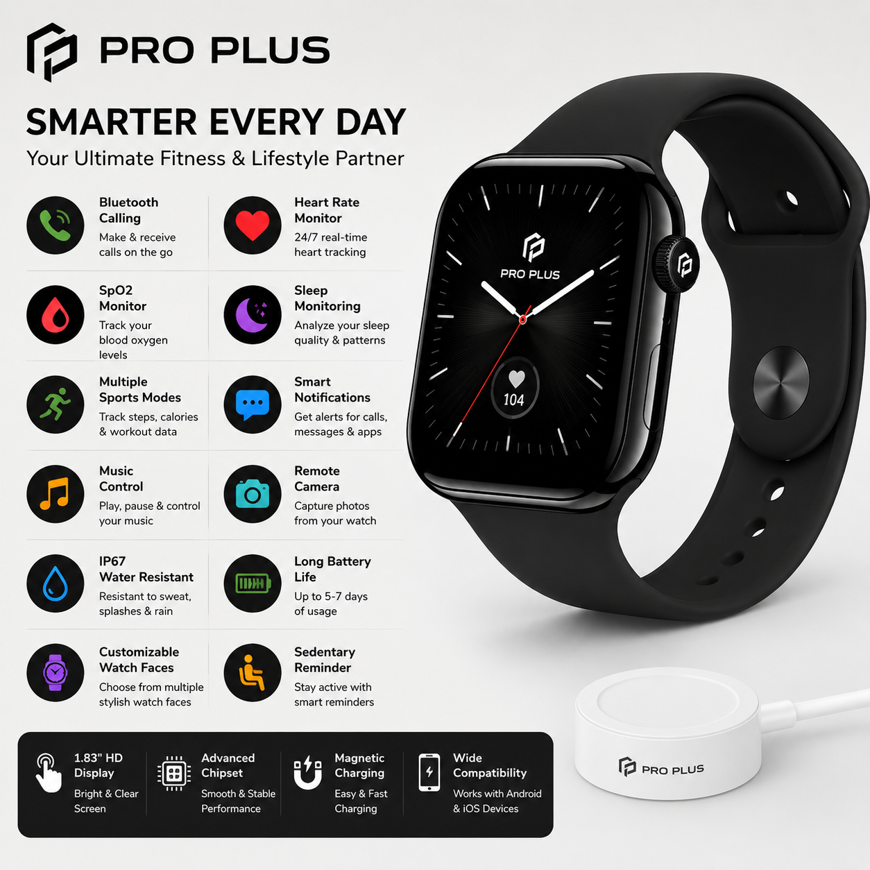 PRO PLUS Watch Series X GPS 49mm Jet Black Aluminium Case with Midnight Sport Band