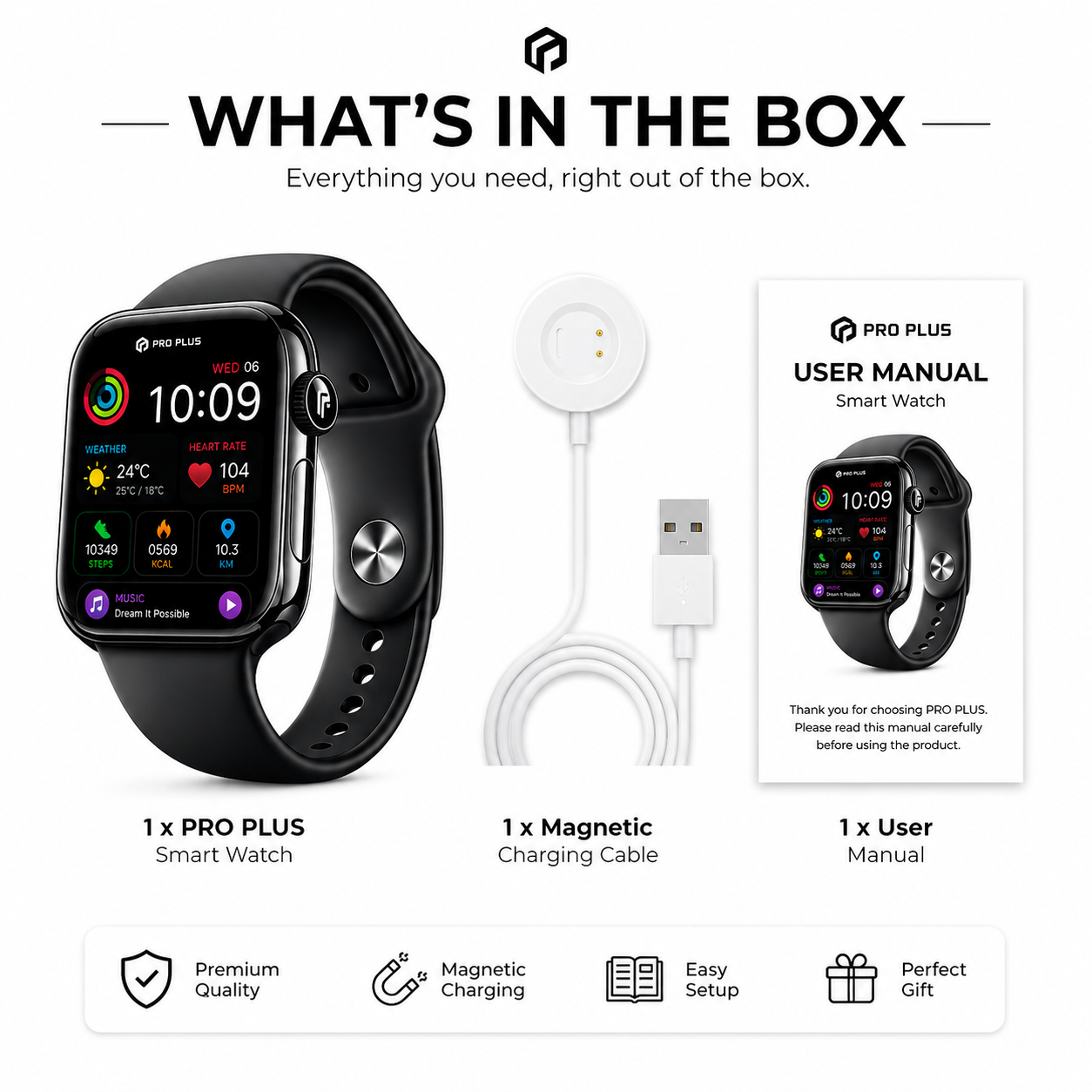 PRO PLUS Watch Series X GPS 49mm Jet Black Aluminium Case with Midnight Sport Band